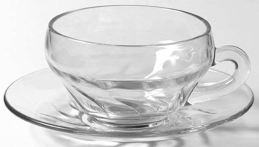 Twist Clear (No Trim) Cup & Saucer Set by Imperial Glass-Ohio-1