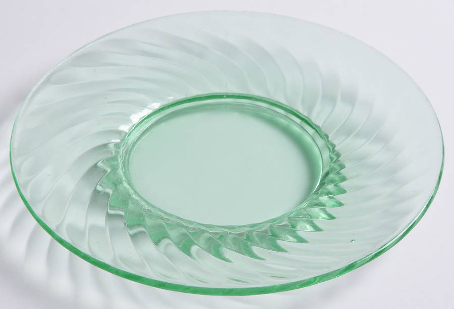 Twisted Optic Green Bread & Butter Plate by Imperial Glass-Ohio-1