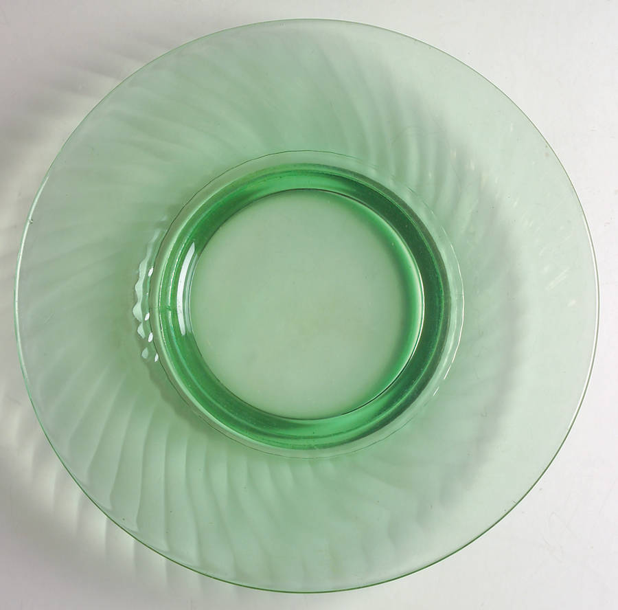 Twisted Optic Green Luncheon Plate by Imperial Glass-Ohio-1