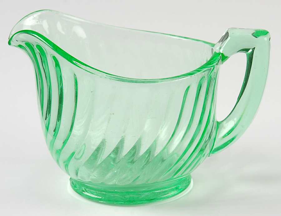 Twisted Optic Green Creamer by Imperial Glass-Ohio-1