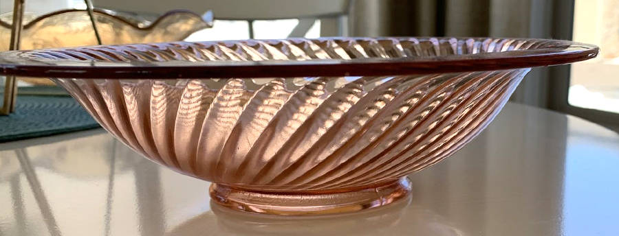 Twisted Optic Pink 9" Flared Bowl by Imperial Glass-Ohio-1