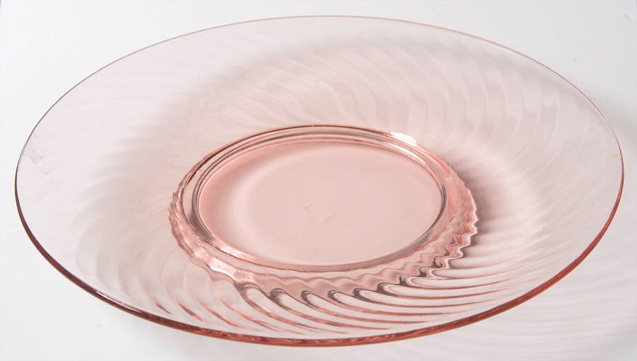 Twisted Optic Pink Luncheon Plate by Imperial Glass-Ohio-1