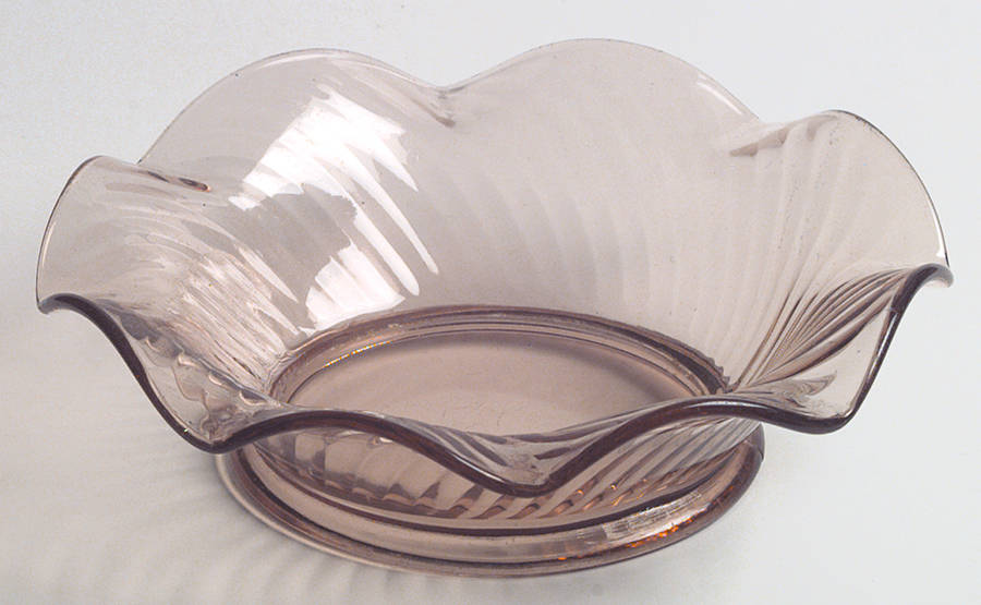Twisted Optic Pink 10" Salad Bowl by Imperial Glass-Ohio-1