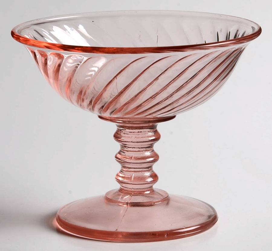 Twisted Optic Pink Champagne/Tall Sherbet by Imperial Glass-Ohio-1