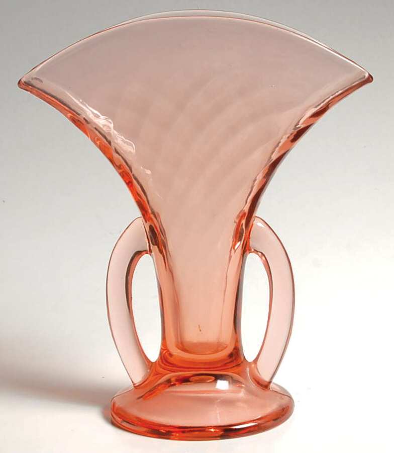 Twisted Optic Pink 7" Fan Vase by Imperial Glass-Ohio-1