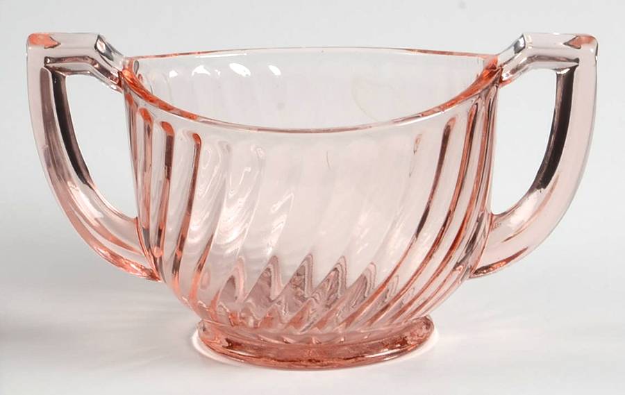 Twisted Optic Pink Open Sugar by Imperial Glass-Ohio-1
