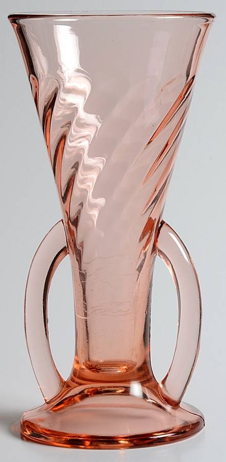 Twisted Optic Pink 8" Flared Vase by Imperial Glass-Ohio-1