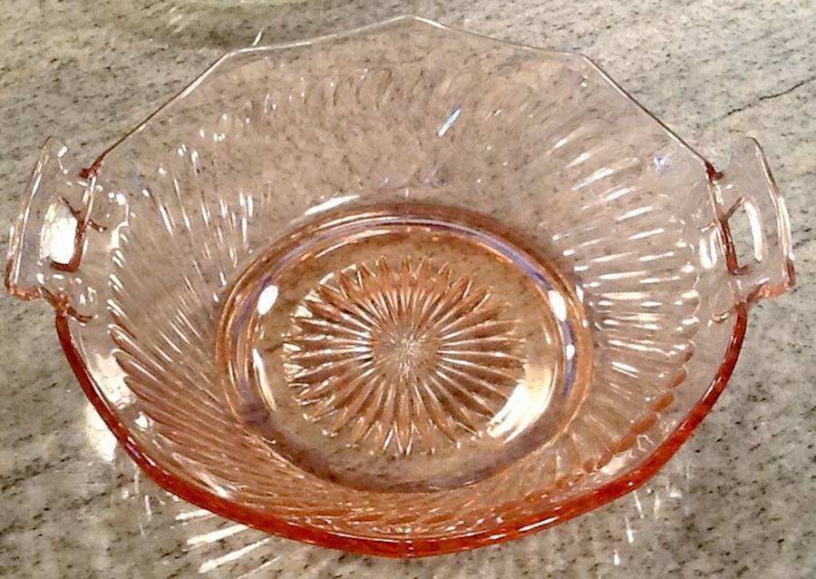 Twisted Optic Pink 8" Handled Bowl by Imperial Glass-Ohio-1