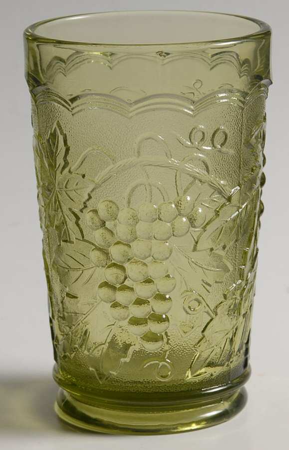 Vintage Grape Verde Green 10 Oz Flat Tumbler by Imperial Glass-Ohio-1
