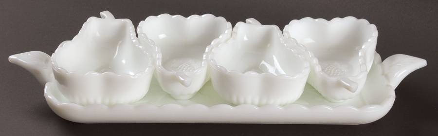 Vintage Grape Milk Glass (5 Piece) Hors D'Oeuvre Set by Imperial Glass-Ohio-1