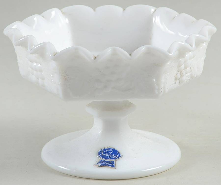 Vintage Grape Milk Glass Compote by Imperial Glass-Ohio-1