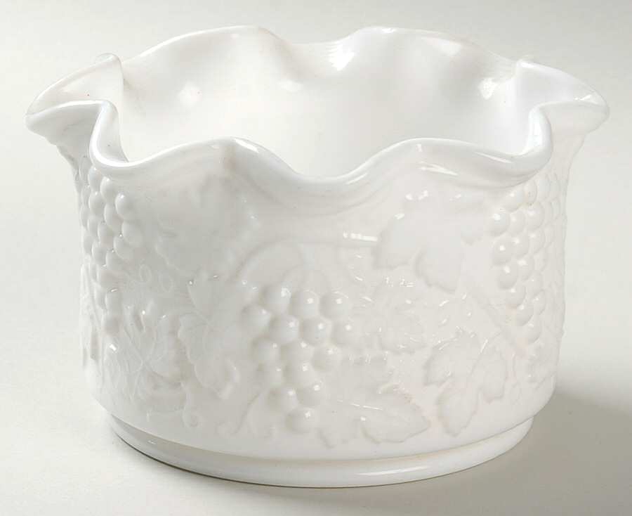 Vintage Grape Milk Glass 5" Round Crimped Bowl by Imperial Glass-Ohio-1