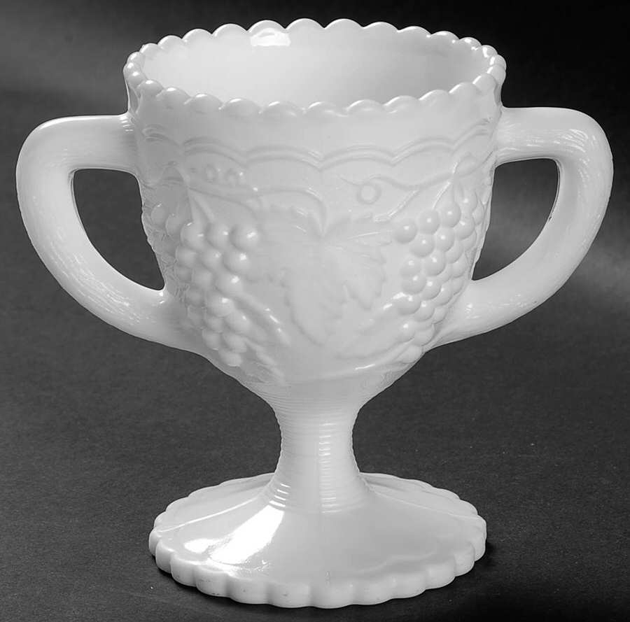 Vintage Grape Milk Glass Footed Open Sugar by Imperial Glass-Ohio-1