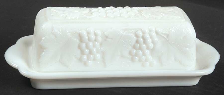 Vintage Grape Milk Glass 1/4 Pound Covered Butter by Imperial Glass-Ohio-1
