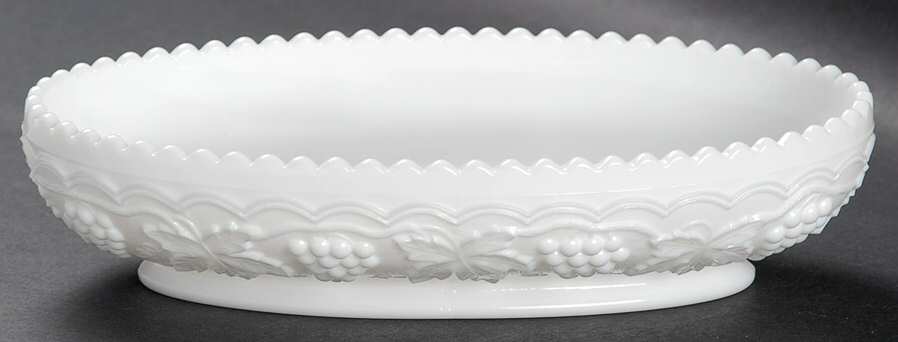 Vintage Grape Milk Glass 8" Oval Relish by Imperial Glass-Ohio-1