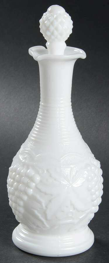 Vintage Grape Milk Glass Cruet & Stopper by Imperial Glass-Ohio-1