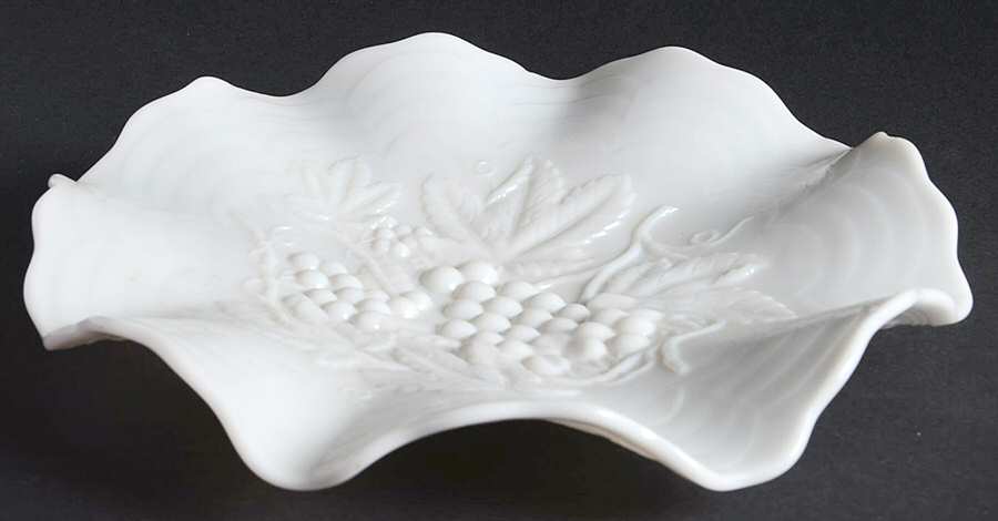 Vintage Grape Milk Glass 9" Crimped Plate by Imperial Glass-Ohio-1