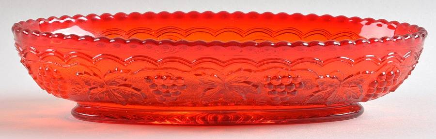 Vintage Grape Ruby 8" Oval Relish by Imperial Glass-Ohio-1