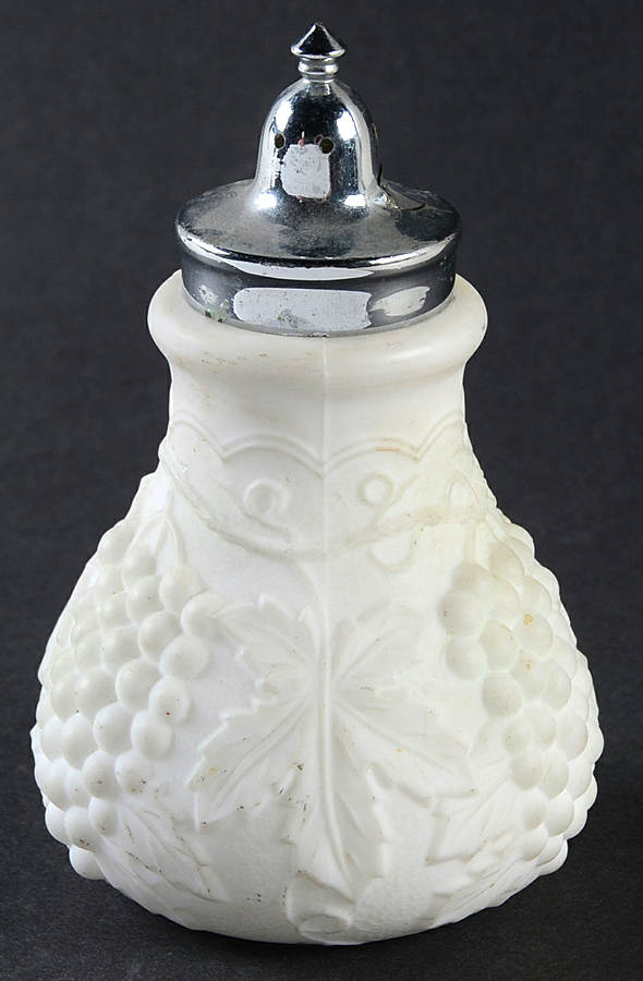 Vintage Grape Satin (Doeskin) Shaker with Metal Lid by Imperial Glass-Ohio-1