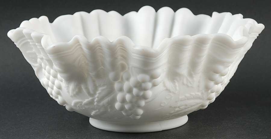 Vintage Grape Satin (Doeskin) 10" Round Crimped Bowl by Imperial Glass-Ohio-1