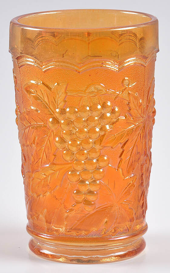 Vintage Carnival (Orange) 10 Oz Flat Tumbler by Imperial Glass-Ohio-1