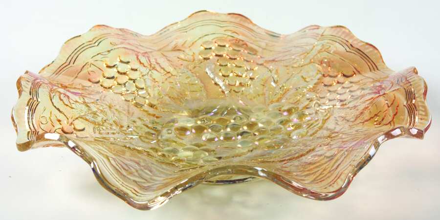 Vintage Carnival (Orange) 9" Crimped Nappy by Imperial Glass-Ohio-1