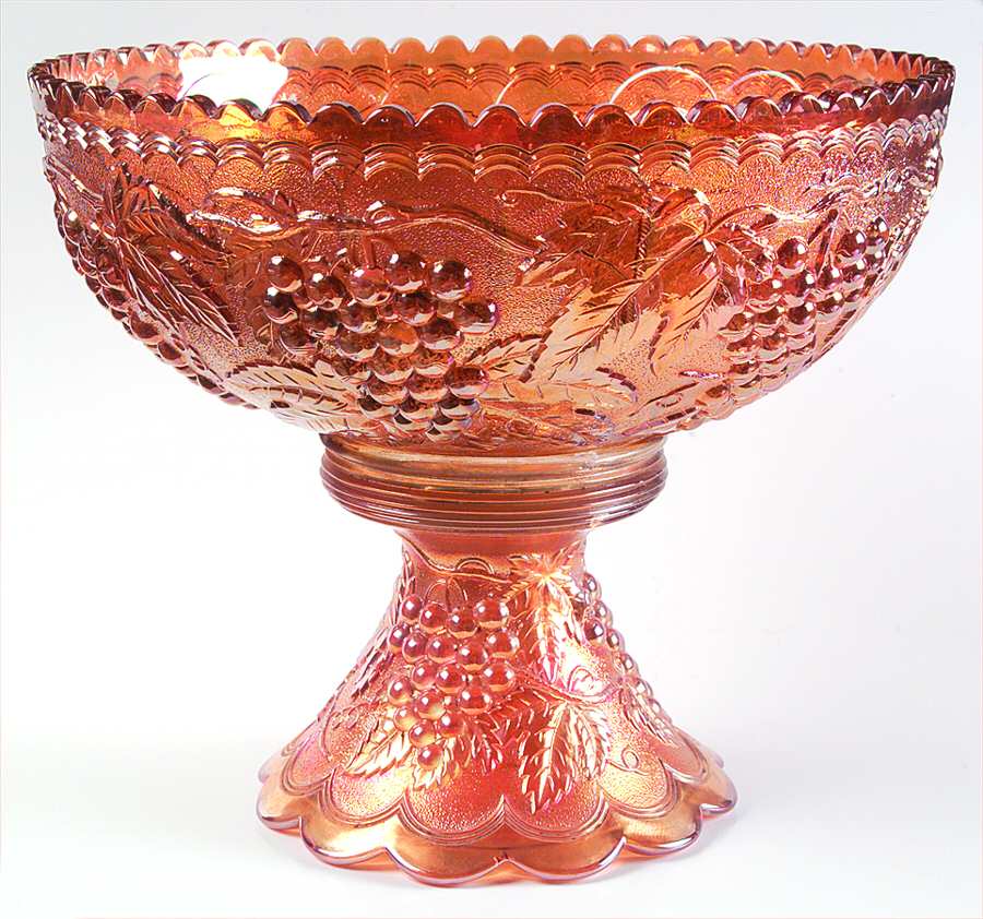 Vintage Carnival (Orange) Punch Bowl with Stand by Imperial Glass-Ohio-1