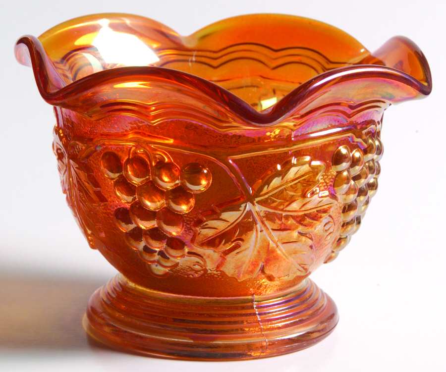Vintage Carnival (Orange) Footed Crimped Bowl by Imperial Glass-Ohio-1