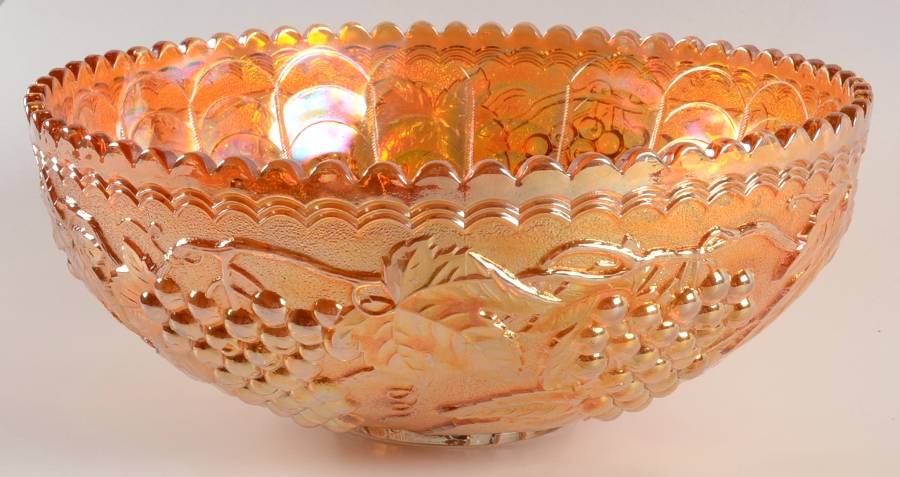 Vintage Carnival (Orange) Punch Bowl by Imperial Glass-Ohio-1