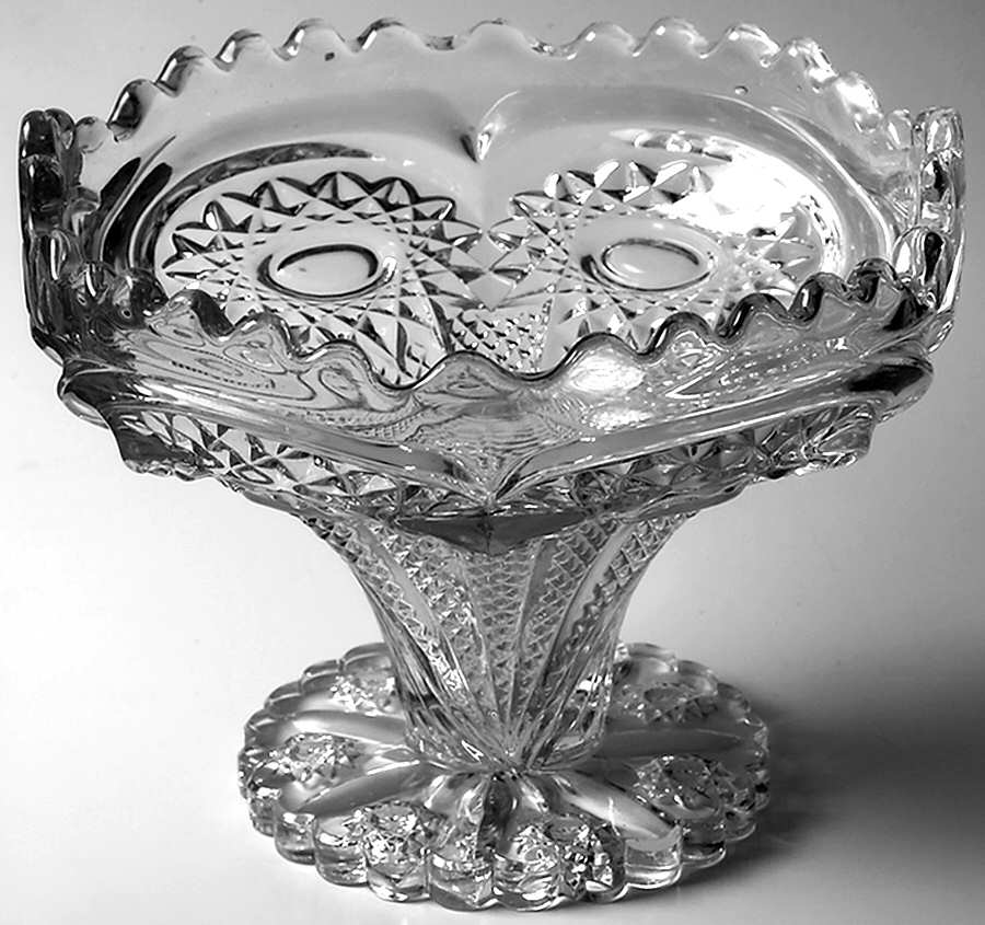 Zipper Heart Large Footed Fruit Bowl by Imperial Glass-Ohio-1