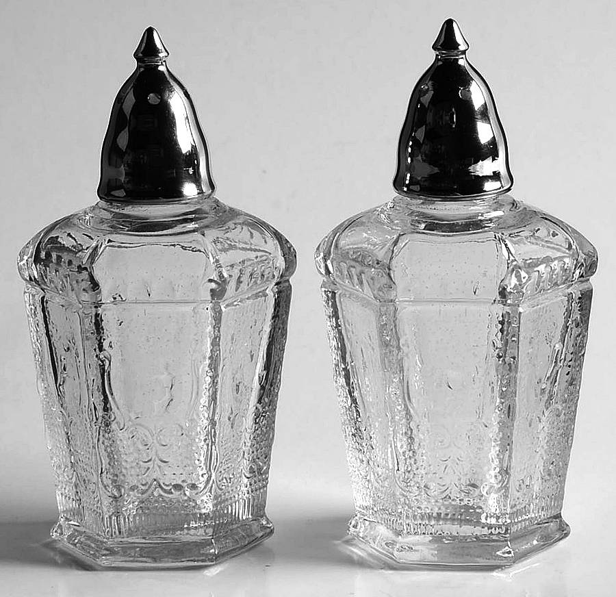 Zodiac Clear Shaker Set w/Metal Lids by Imperial Glass-Ohio-1
