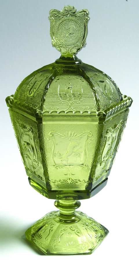 Zodiac Green (Verde) Candy Dish & Lid by Imperial Glass-Ohio-1