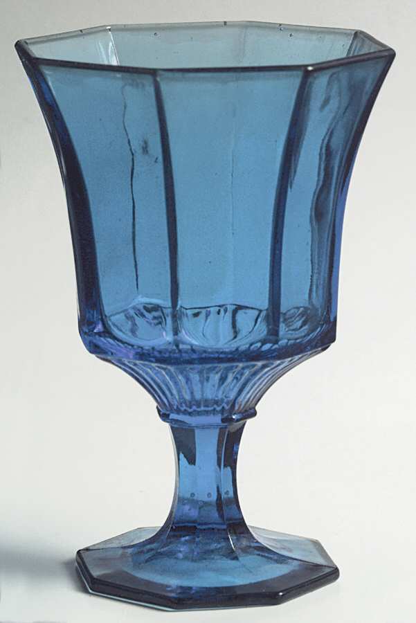 Octagonal Blue Water Goblet by Independence-1