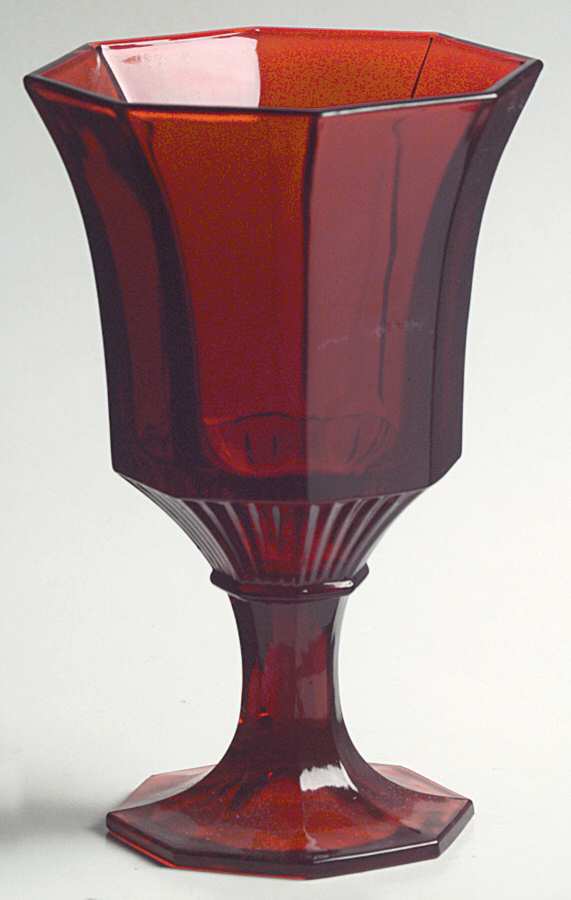 Octagonal Ruby Water Goblet by Independence-1
