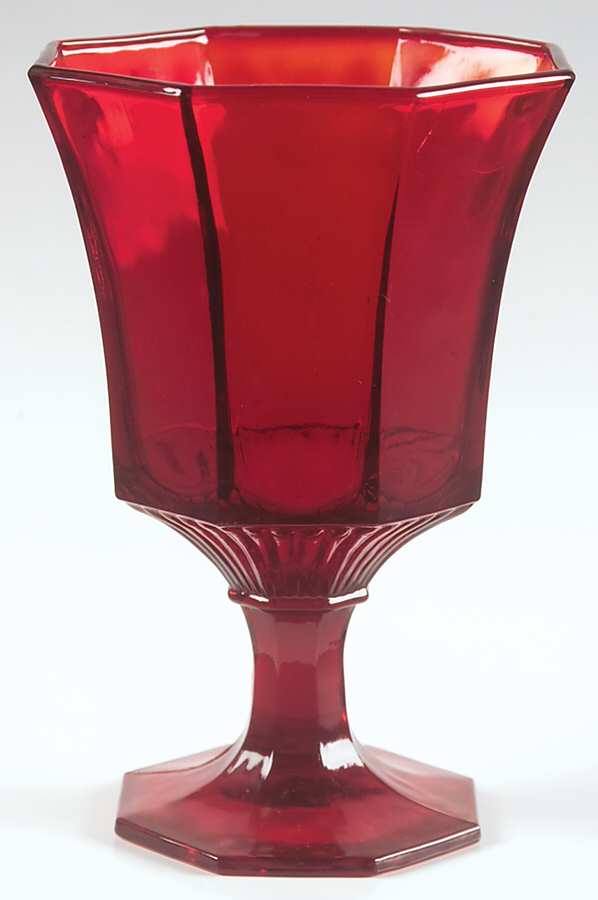 Octagonal Ruby Water Goblet by Independence-1