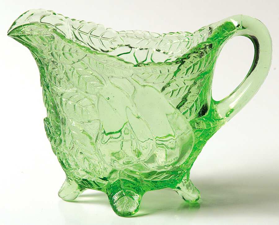 Avocado Green Footed Creamer by Indiana Glass-1