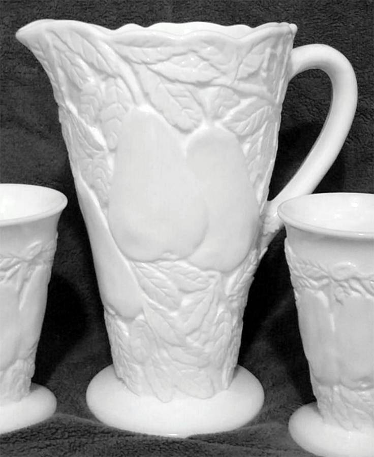 Avocado White Pitcher by Indiana Glass-1