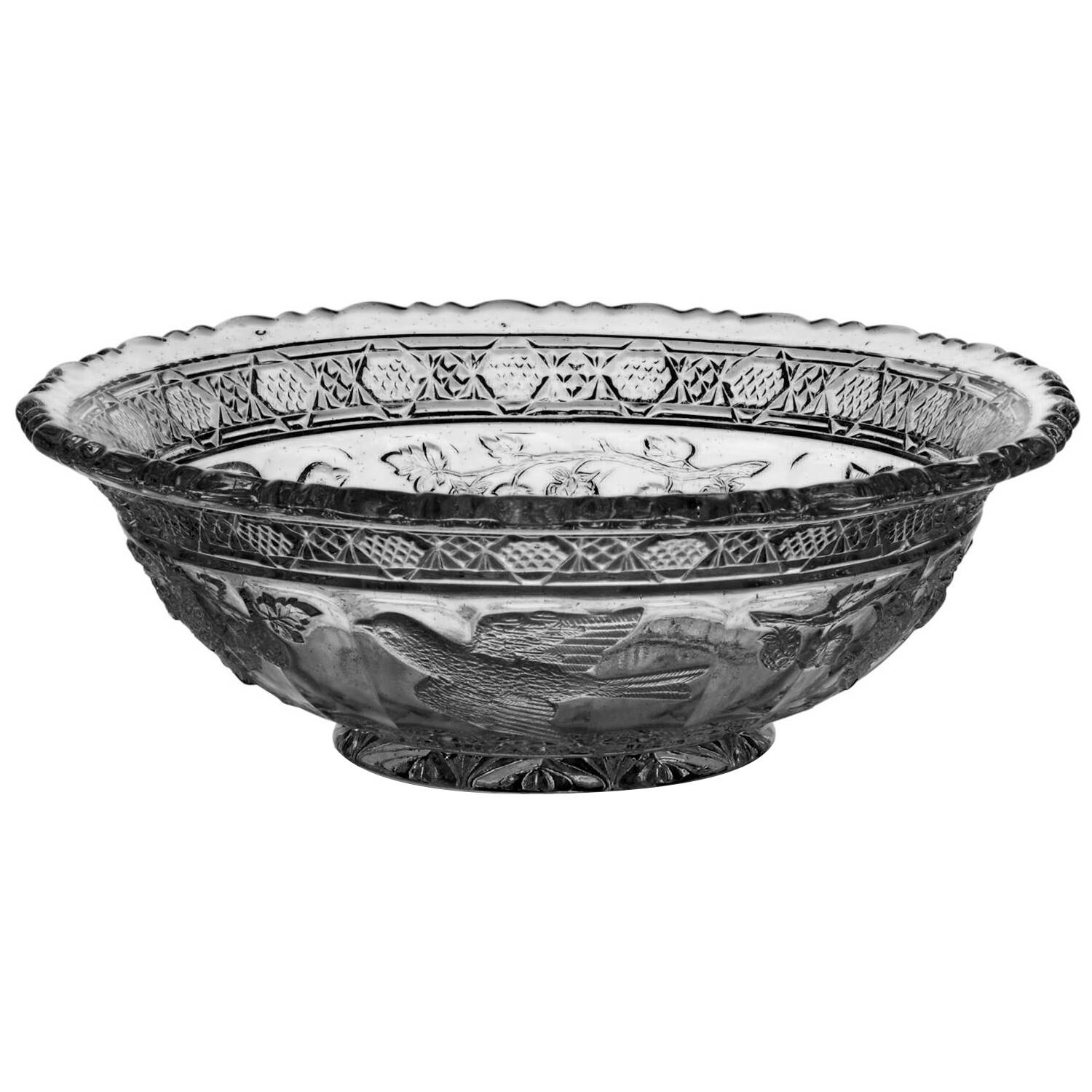 Bird and Strawberries Small Fruit Dessert Bowl by Indiana Glass-1