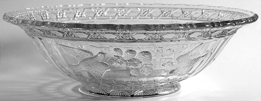 Bird and Strawberries 10" Flared Bowl by Indiana Glass-1