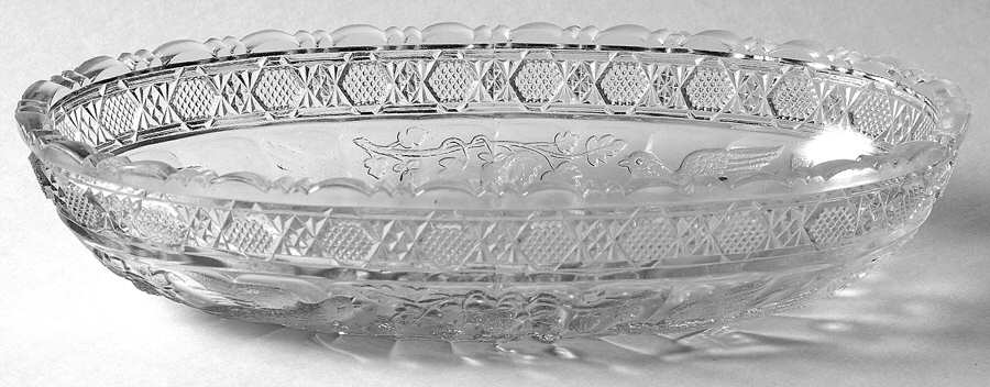 Bird and Strawberries 8" Oval Relish by Indiana Glass-1