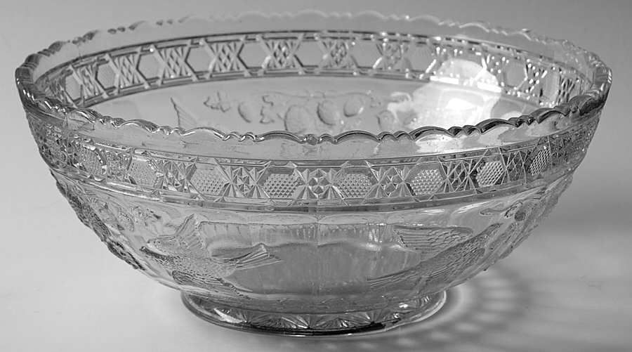Bird and Strawberries 9" Round Bowl by Indiana Glass-1