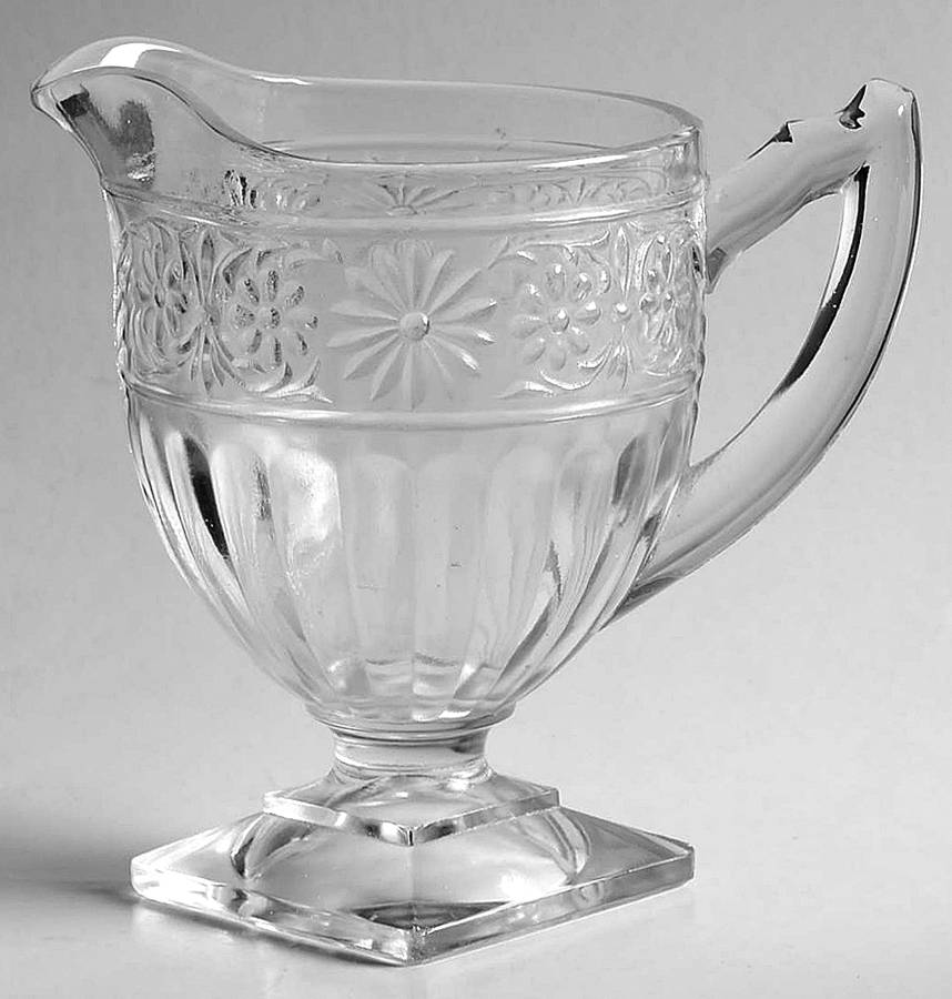 Daisy Clear Footed Creamer by Indiana Glass-1
