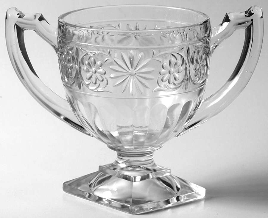 Daisy Clear Footed Open Sugar by Indiana Glass-1
