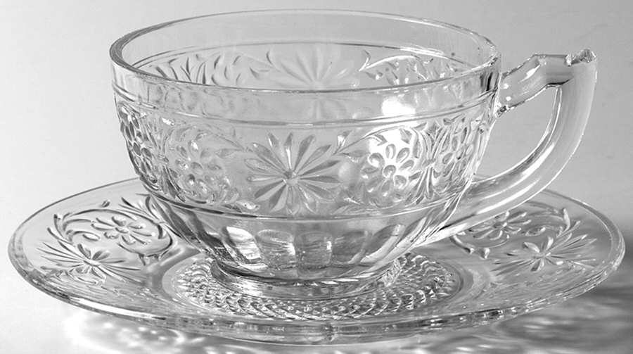 Daisy Clear Cup & Saucer Set by Indiana Glass-1