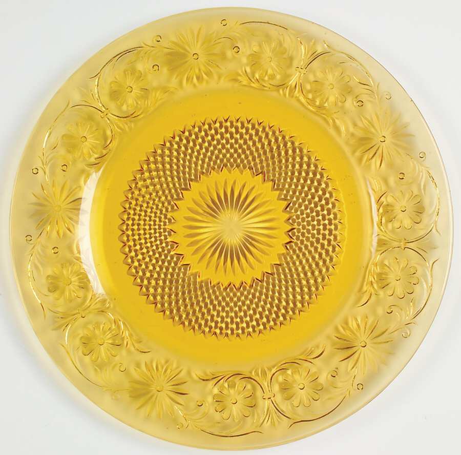 Daisy Amber Dinner Plate by Indiana Glass-1