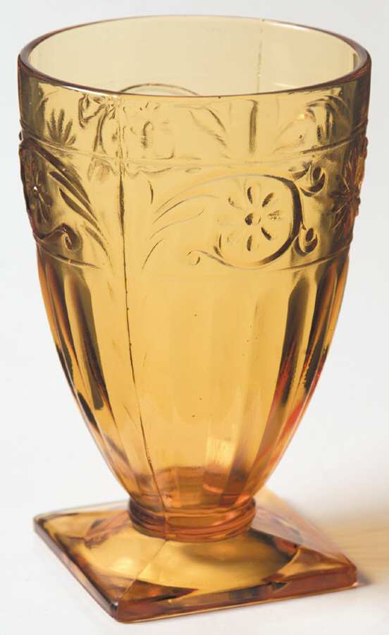 Daisy Amber 9 Oz Footed Tumbler by Indiana Glass-1