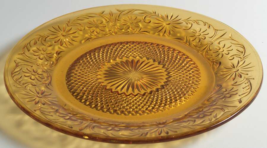 Daisy Amber Luncheon Plate by Indiana Glass-1