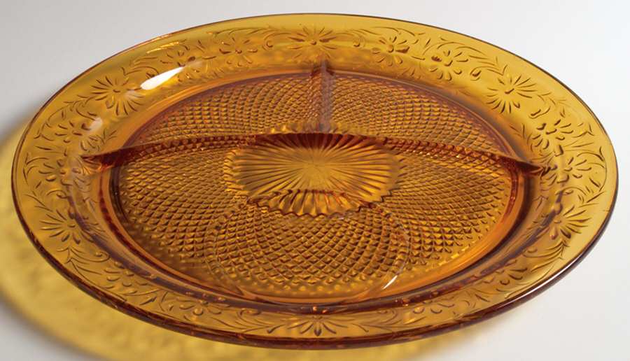 Daisy Amber Snack Plate No Cup by Indiana Glass-1