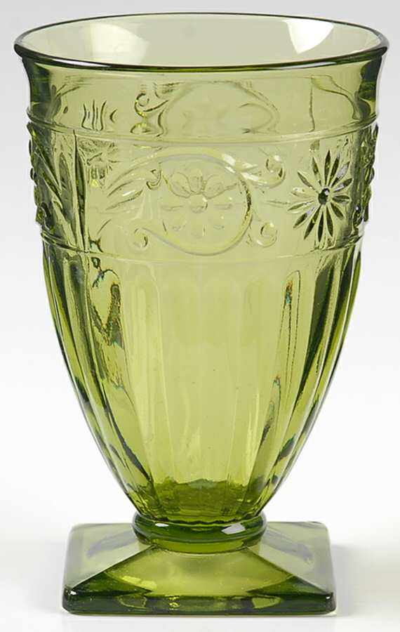 Daisy Green (Avocado) 9 Oz Footed Tumbler by Indiana Glass-1