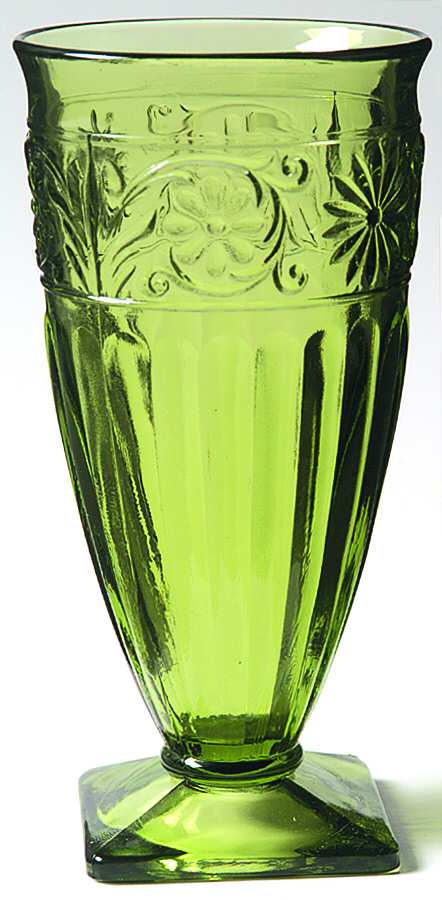 Daisy Green (Avocado) 12 Oz Footed Tumbler by Indiana Glass-1